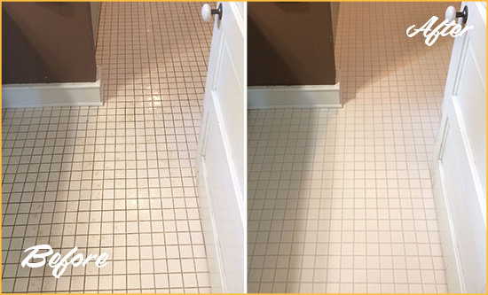 Before and After Picture of a Midvale Bathroom Floor Sealed to Protect Against Liquids and Foot Traffic