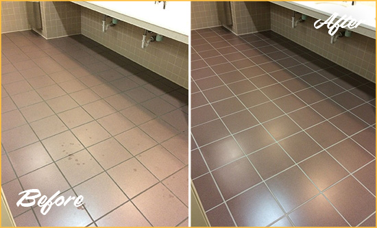 Before and After Picture of a Midvale Restroom Sealed to Help Protect Against Scratches