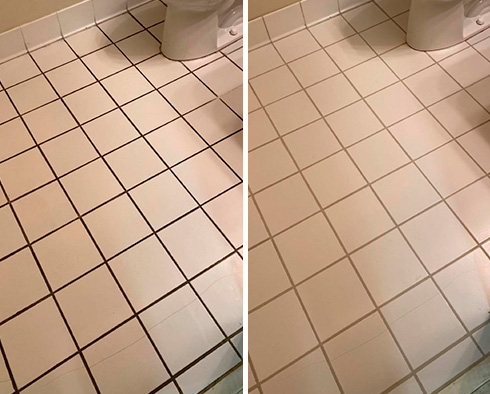 Bathroom Floor Before and After Our Salt Lake City Tile and Grout Cleaners Work