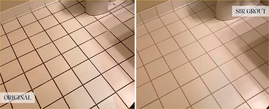 Bathroom Floor Before and After Our Salt Lake City Tile and Grout Cleaners Work