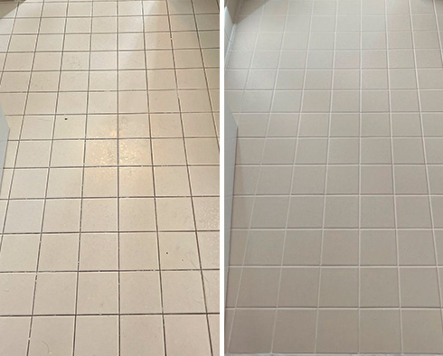 Tile Floor Before and After Our Riverton Grout Cleaning Service