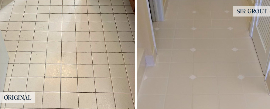 Tile Floor Before and After Our Riverton Grout Cleaning Service
