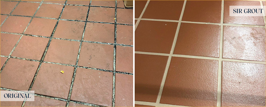 Floor Before and After Our Magna Grout Cleaning Service
