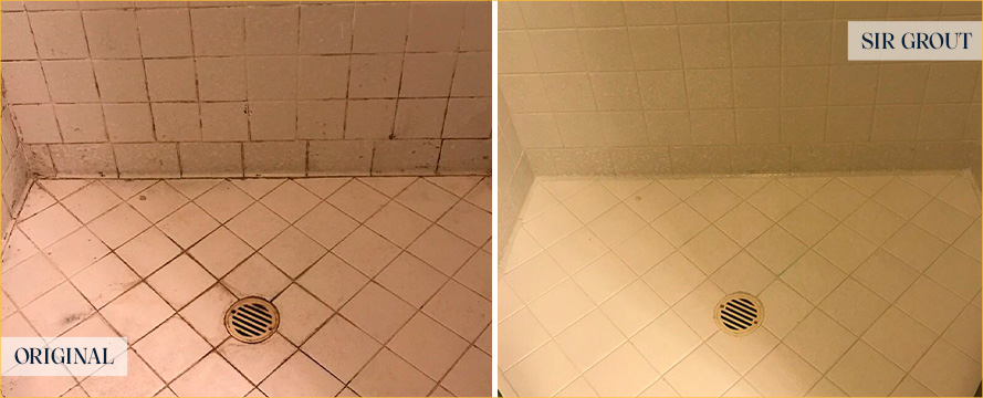 Shower Before and After Our Draper Tile Cleaning Service