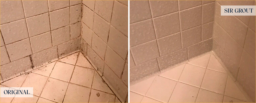 Shower Tiles Before and After Our Draper Tile Cleaning Service