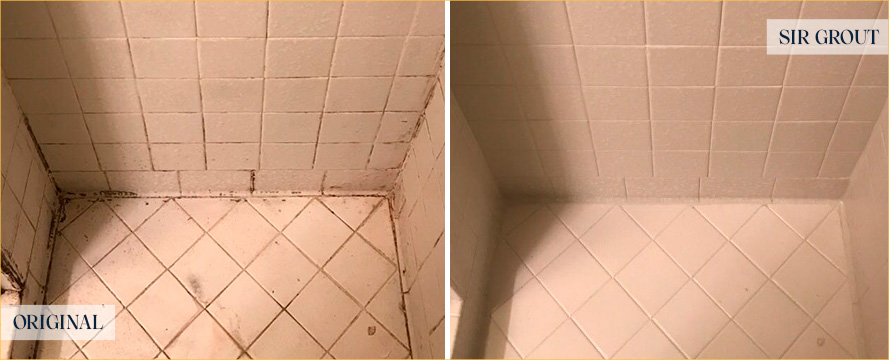 Shower Walls Before and After Our Draper Tile Cleaning Service
