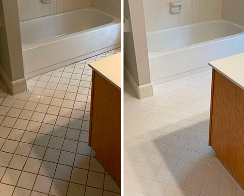 Bathroom Before and After Our Herriman Grout Cleaning Service