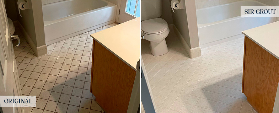Bathroom Before and After Our Herriman Grout Cleaning Service