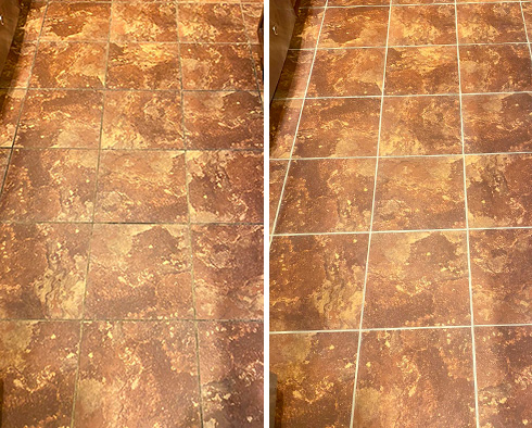 Tile Floor Before and After Our Salt Lake City Grout Cleaning Service