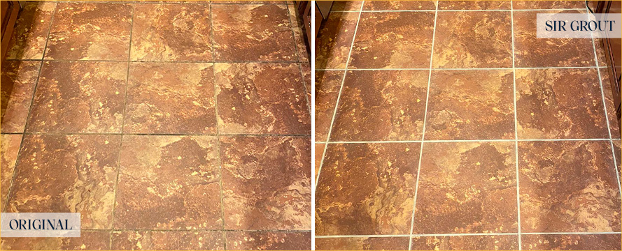 Tile Floor Before and After Our Salt Lake City Grout Cleaning Service