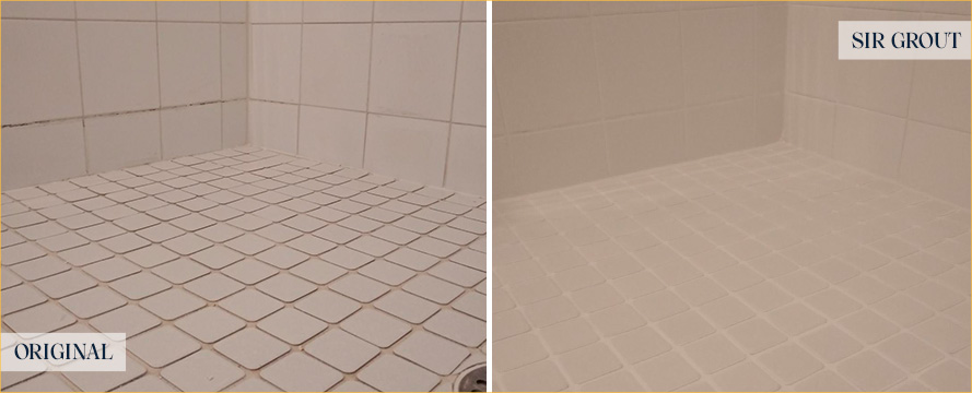 Shower Before and After Our Riverton Grout Cleaning Service
